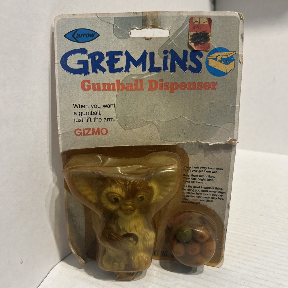 1984 Arrow GREMLINS GIZMO Gumball Dispenser‎ figure- Sealed Damaged Package